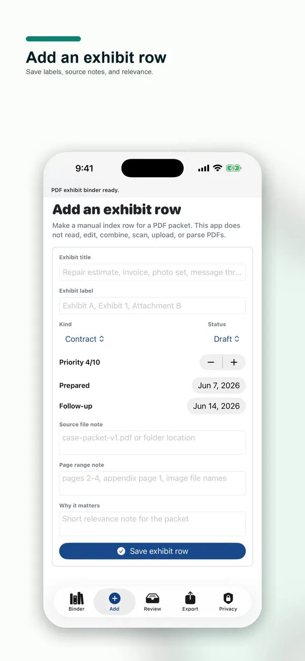 Screenshot #2 pour PDF Exhibit Binder