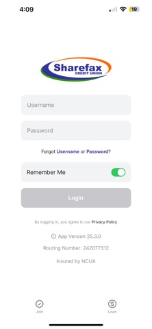 Sharefax Credit Union screenshot