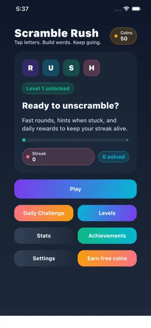 Word Scramble Rush screenshot 1
