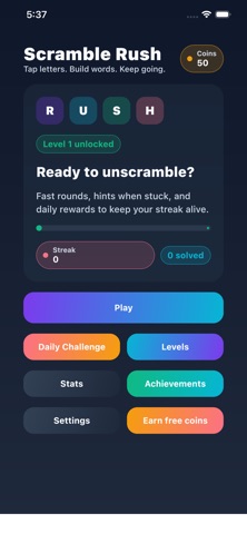 Word Scramble Rush screenshot 1