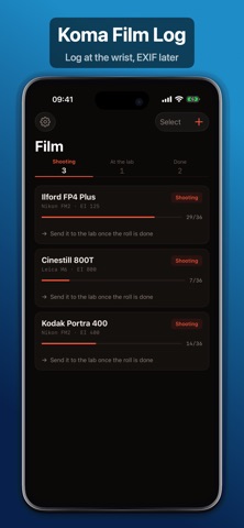 Koma Film Log iPhone screenshot