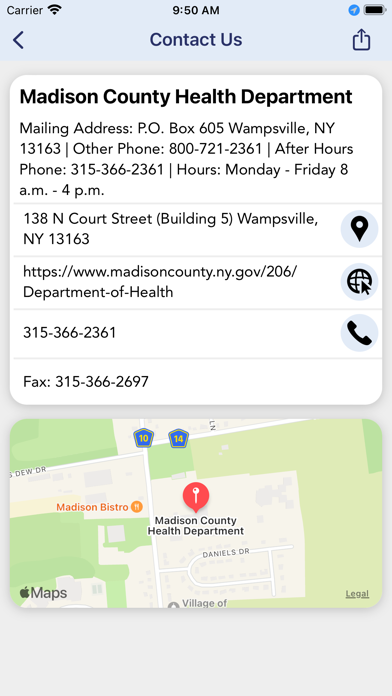 Madison NY Public Health Screenshot