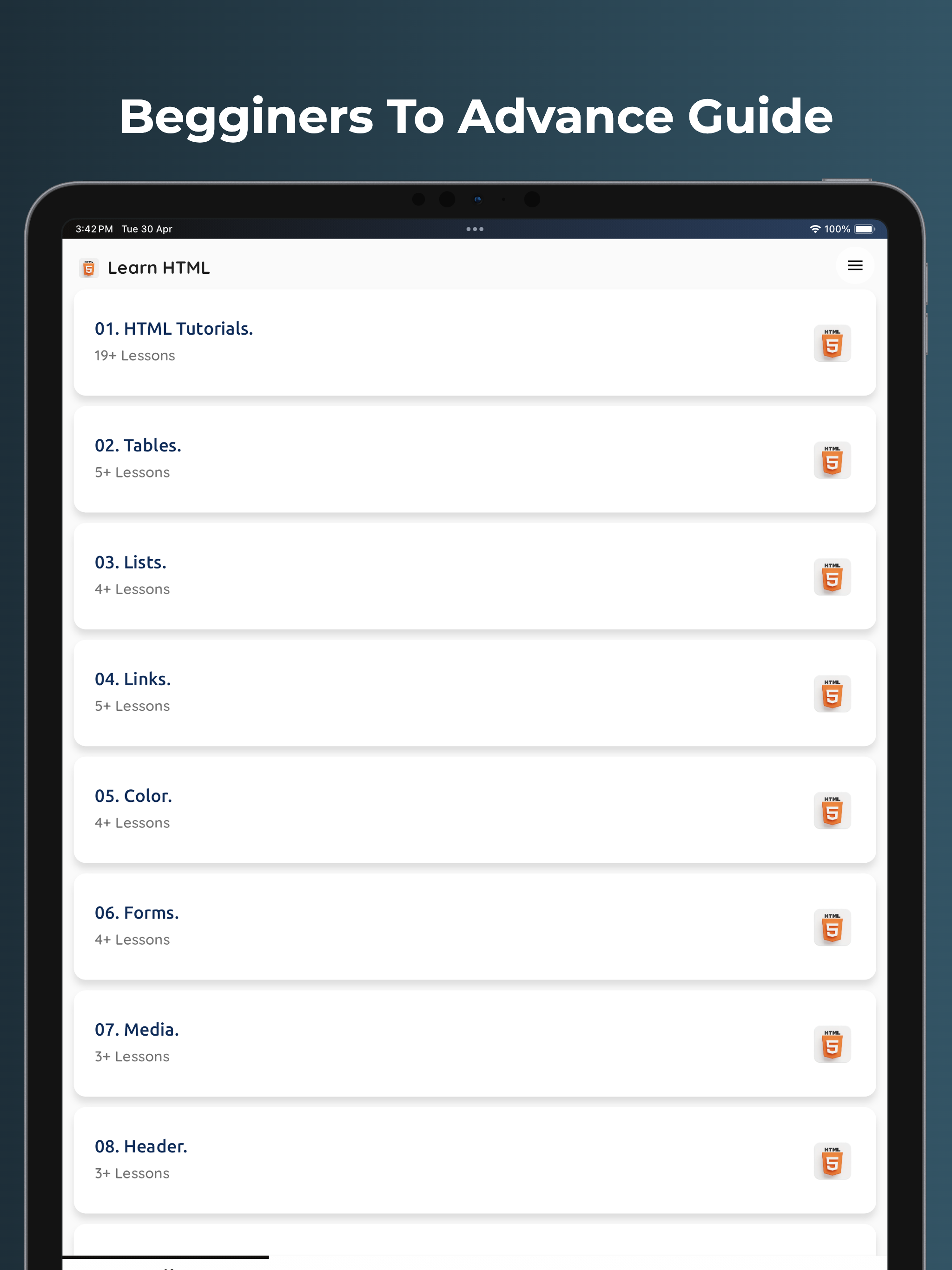 Learn HTML 5 Tutorials