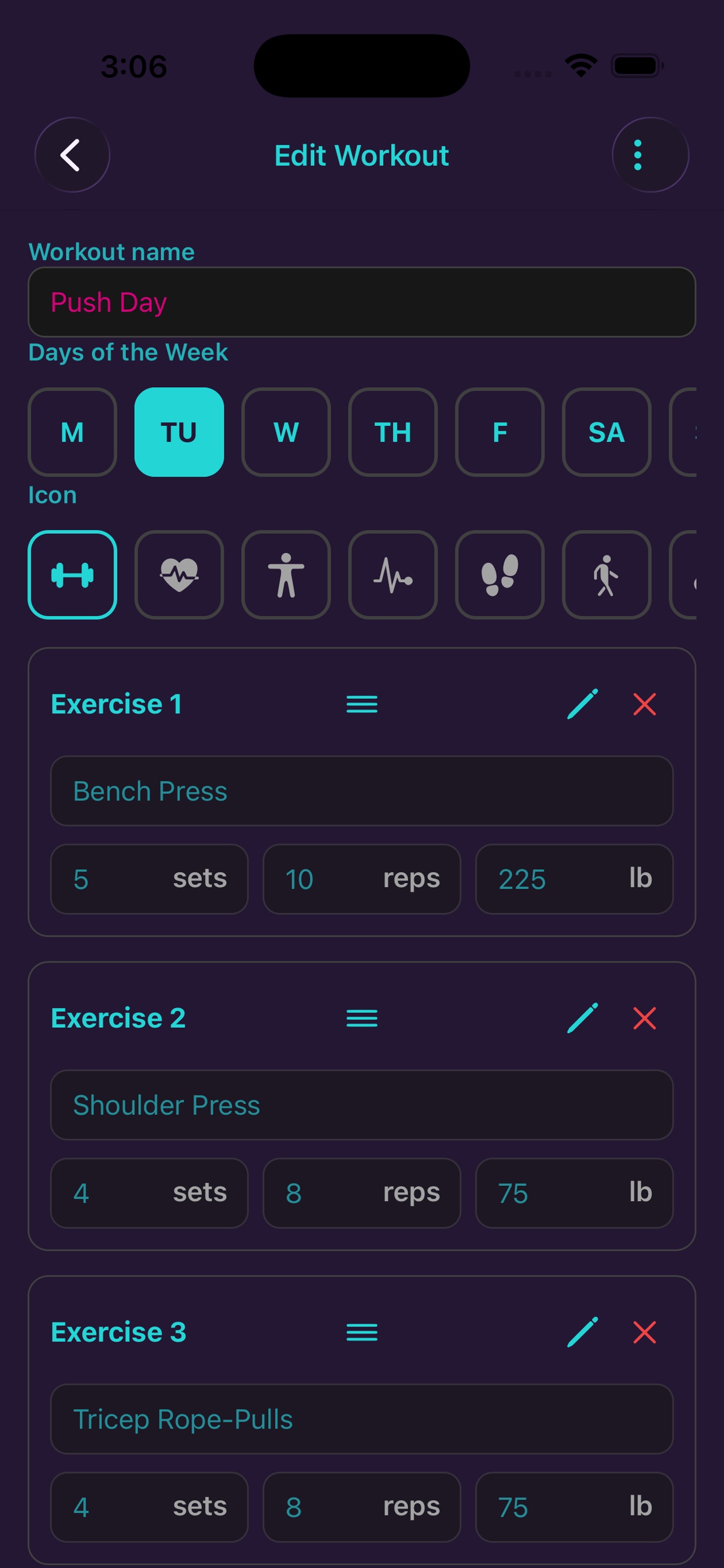 Axios Workout Tracker screenshot 2