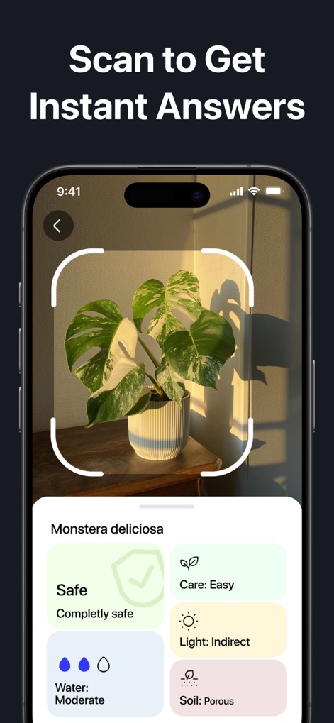 Lens: Reverse Image Search - 植物の画像をスキャンするだけで、その学名や安全性の情報に加え、水やりや日照条件などの詳細な育成ガイドが提供され、植物愛好家に最適です。