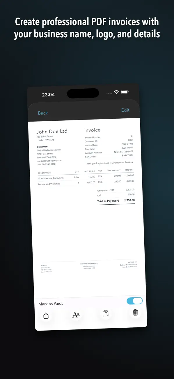 Screenshot #1 pour Invoice Template Pro