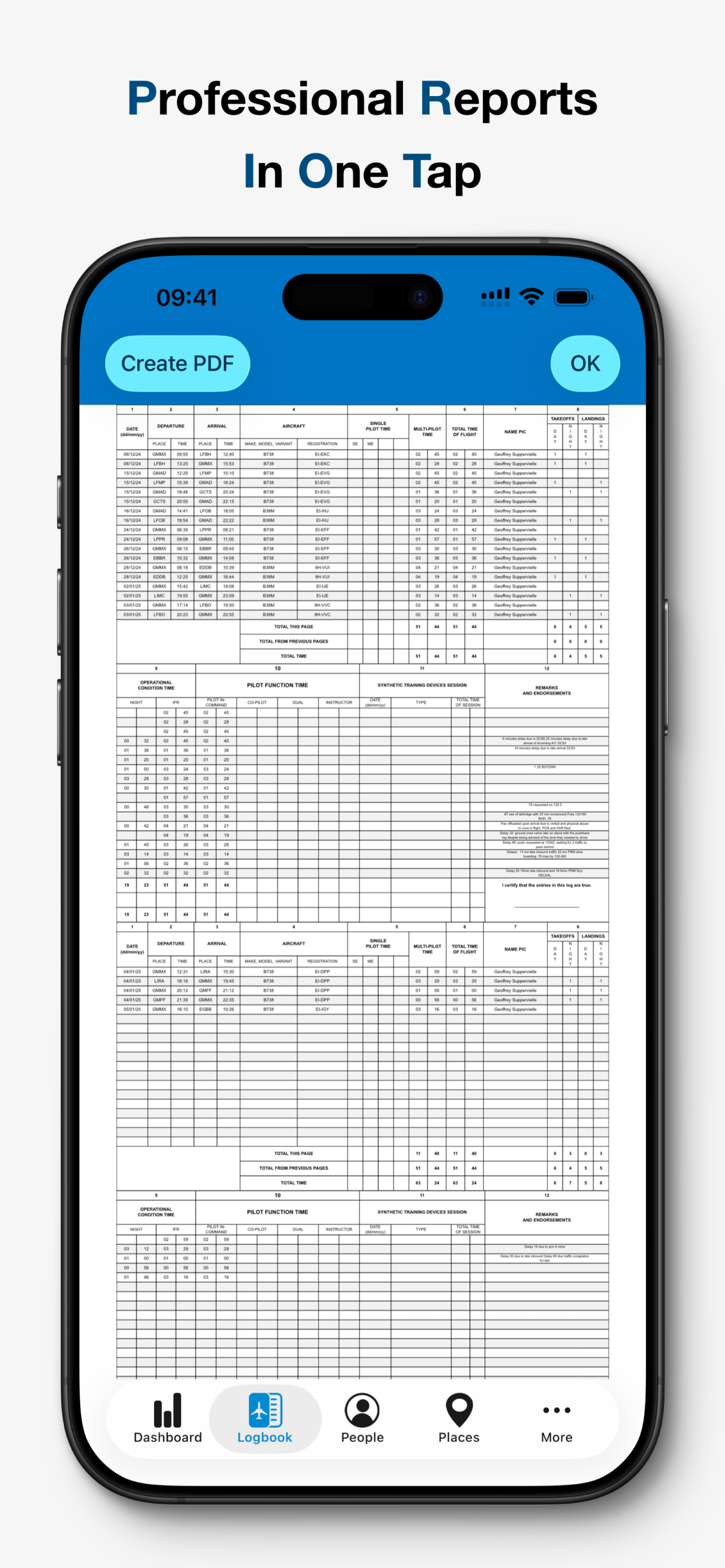Infinite Pilot Logbook