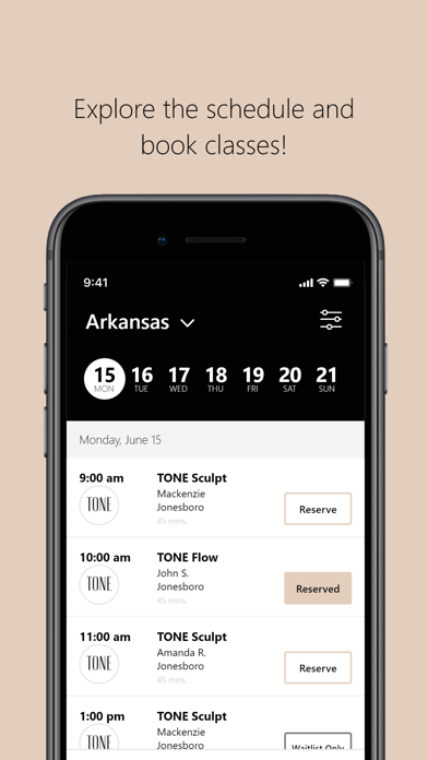 TONE Pilates + Wellness iPhone screenshot 3 - Health & Fitness app