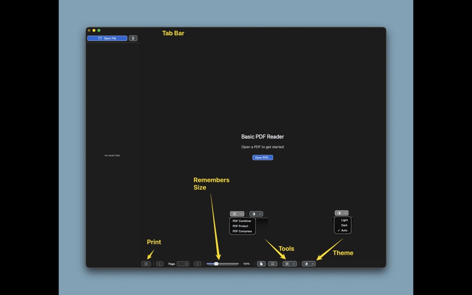 #2. Basic PDF Reader (macOS) Podle: Joseph Morganelli