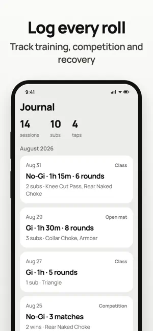 OpenMat: BJJ Training Journal screenshot 2
