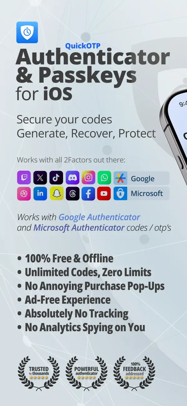 Screenshot #1 pour QuickOTP Authenticator Passkey