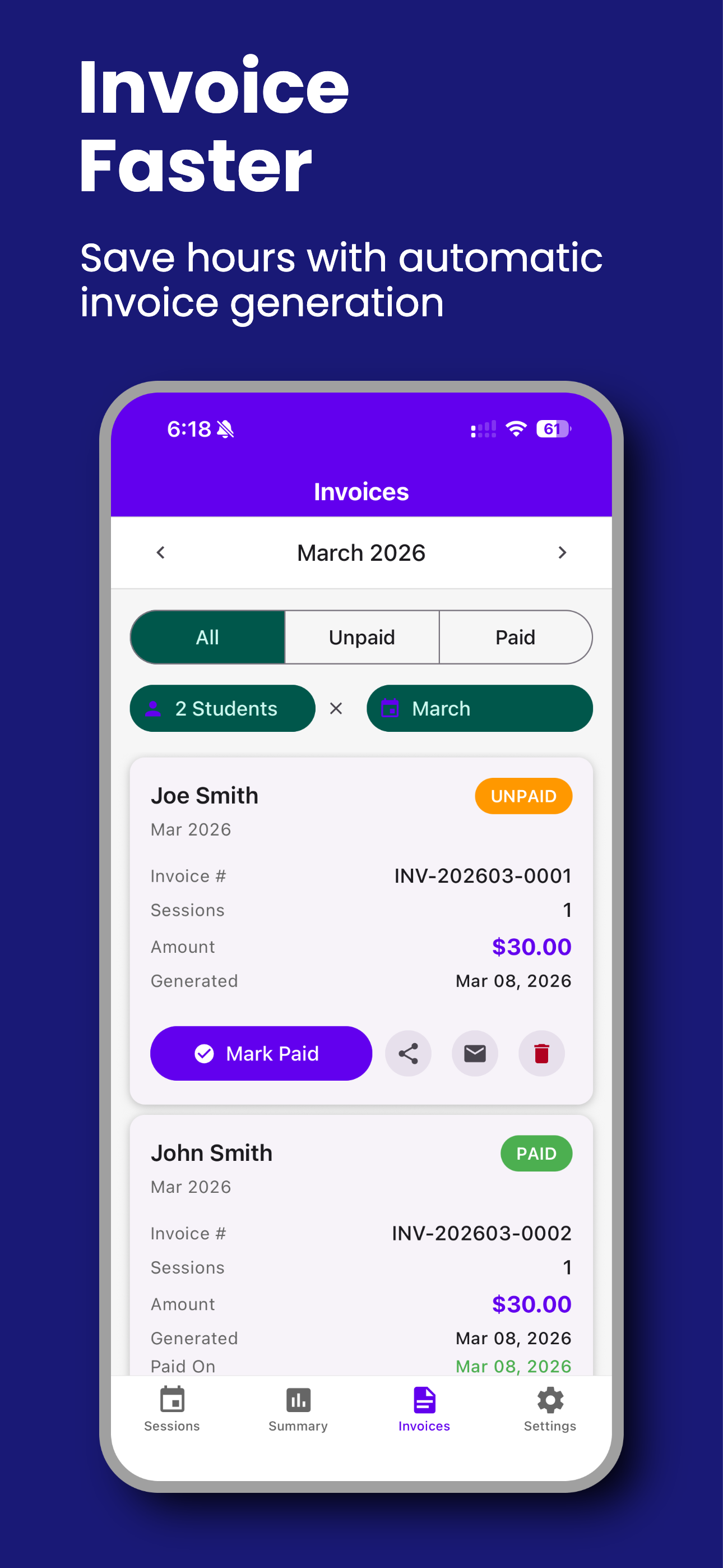 SessionEasy: Coach Invoices screenshot 3