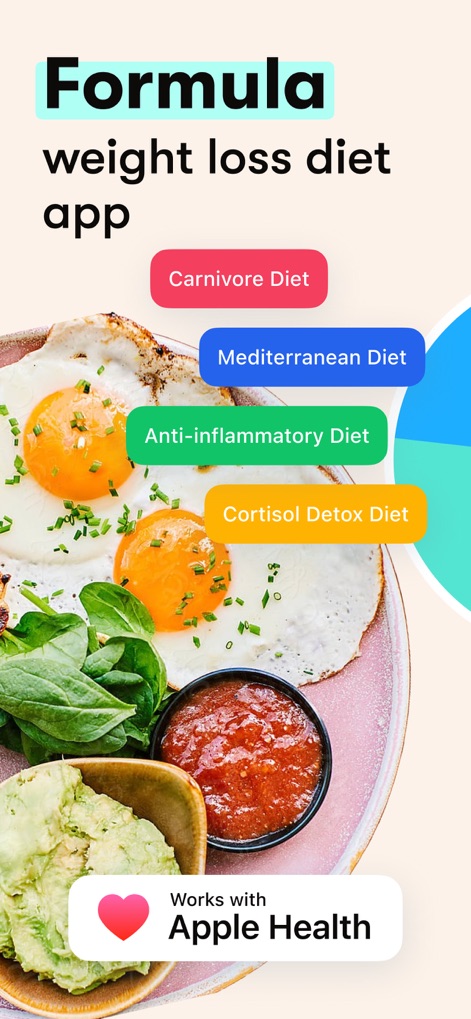 Formula － weight loss diet app - Users can choose from diverse specialized diet plans like Carnivore and Mediterranean, seamlessly integrated with Apple Health for holistic tracking.