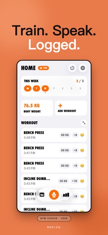 RepLog - Voice Workout Tracker Screenshot 1 of 5