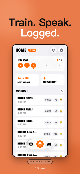 RepLog - Voice Workout Tracker Screenshot 1 of 5