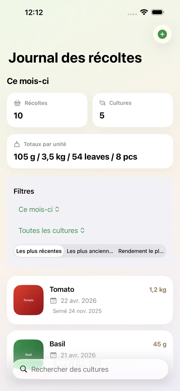Screenshot #1 pour Garden Harvest Log