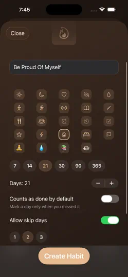 Скриншот TwentyOne: Трекер привычек на iPhone 4