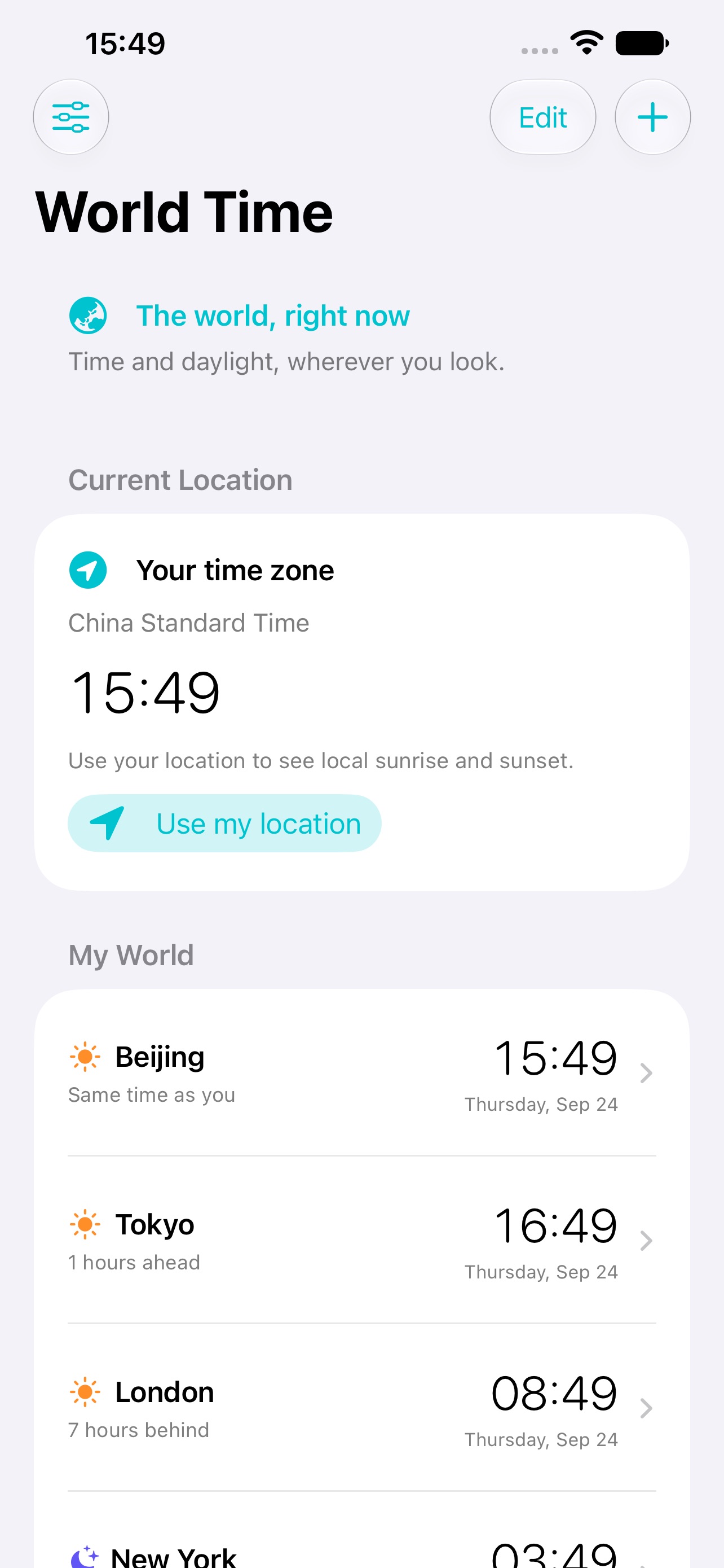 Screenshot 1 of 昼夜世界时间