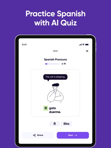 Lingzy: Learn Spanish AI A1-C2 iPad screenshot