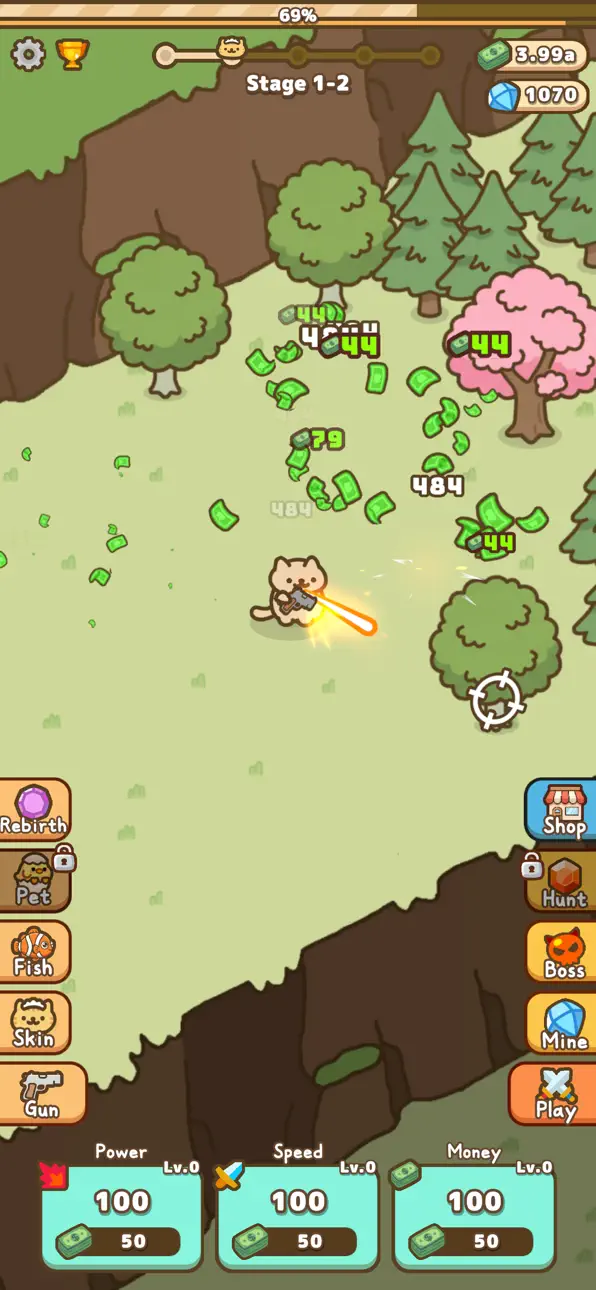 Idle Cat Gunner: Shooter RPG iOS Mod IPA screenshot 4 - iOS game interface