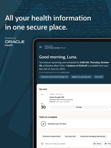 Oracle Health Patient Portal iPad screenshot