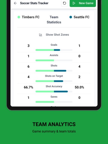 Soccer Stats Tracker - App iPad screenshot