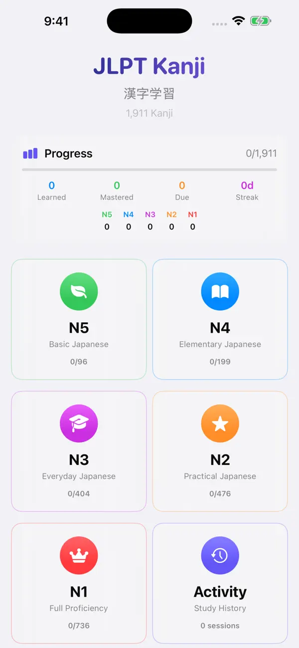 Screenshot #1 pour JLPT Studio Kanji
