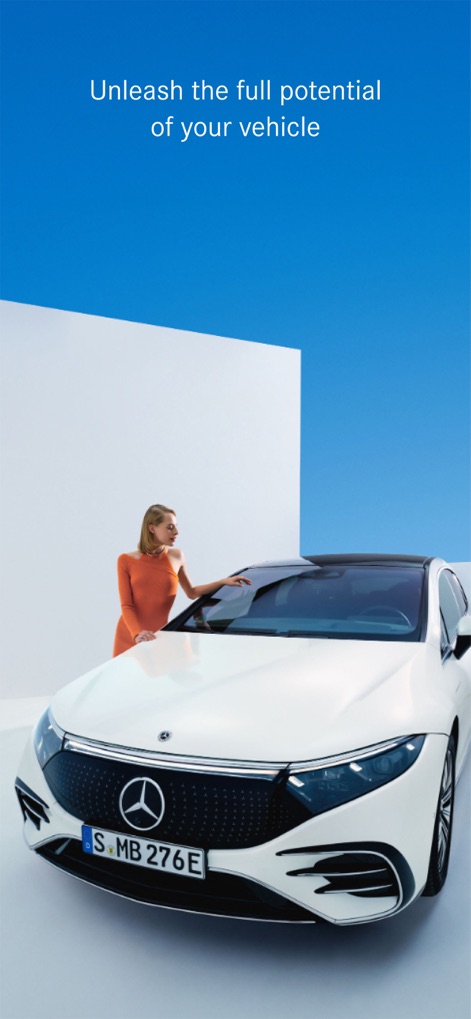 Mercedes-Benz (USA/CA) - This image highlights the elegant design of the Mercedes-Benz vehicle and the intuitive user interaction facilitated by the app.