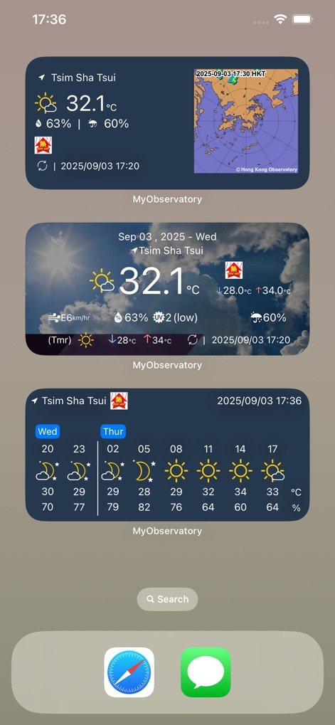 MyObservatory - Enhance the home screen with customizable widgets that provide varied styles and detailed current conditions for chosen locations.