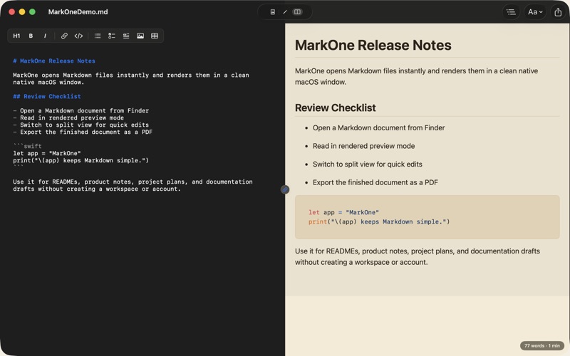 MarkOne screenshot