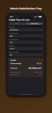 Cable Tray Fill Calc のスクリーンショット