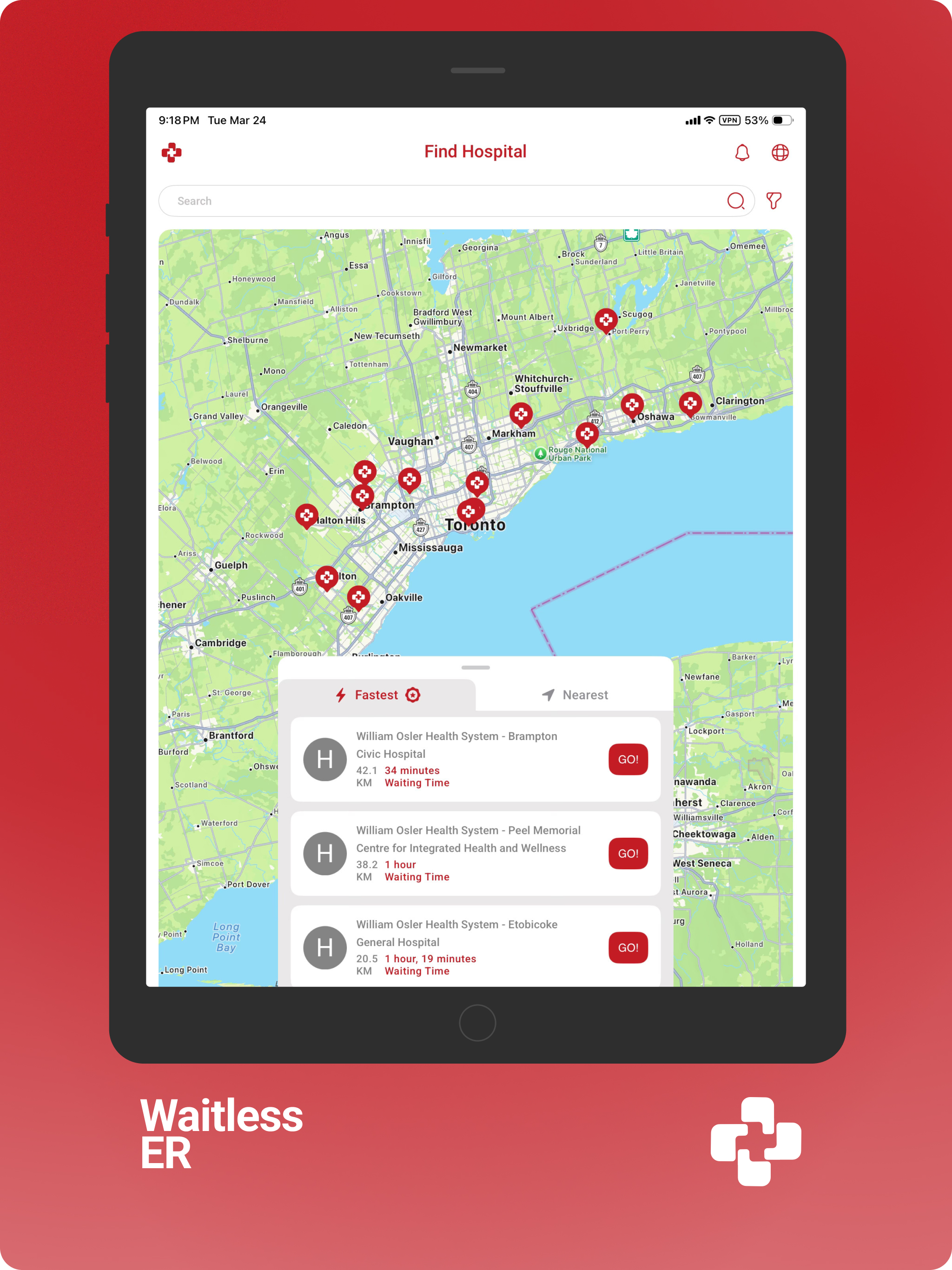 WaitlessER – Find ER & Clinics