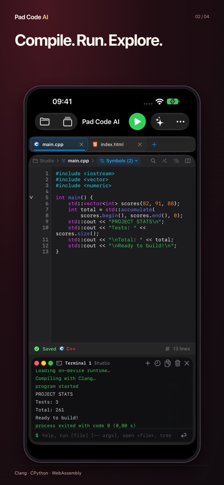 #2. Pad Code AI: Code Editor & IDE (iOS) Von: Hung Tien Pham