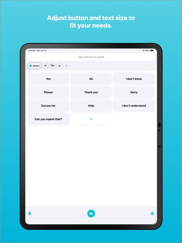 SimpleSpeak AAC iPad screenshot