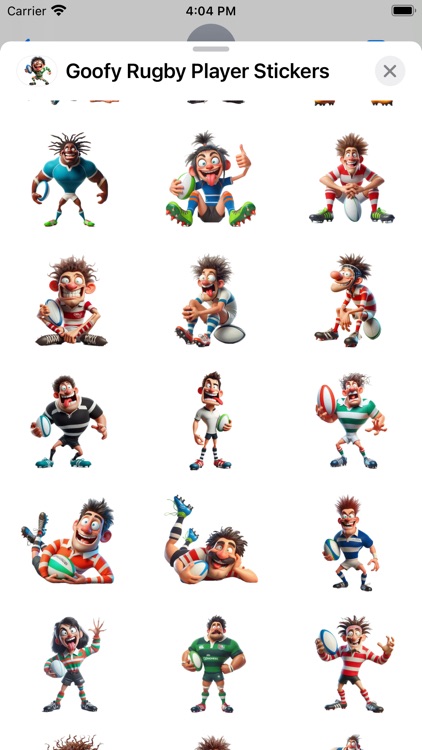 Goofy Rugby Player Stickers