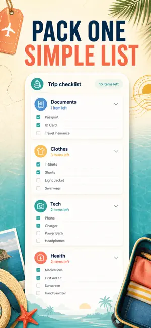 Travel Packing List Organizer screenshot 3
