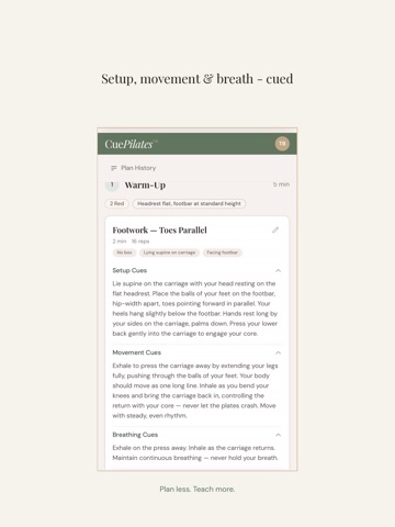 CuePilates: Reformer Planner iPad screenshot