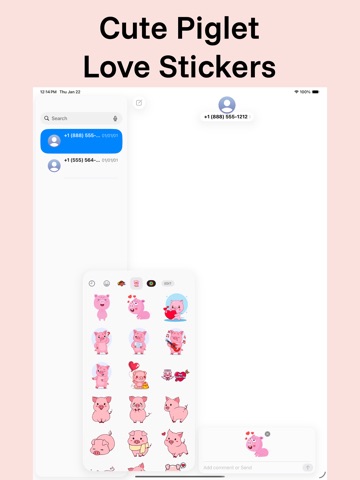 Cute Piglet Love Stickers iPad screenshot