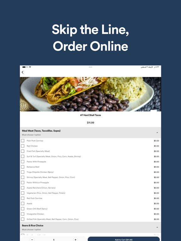 MASKADORES TACO SHOP iPad screenshot 4 - Food & Drink app