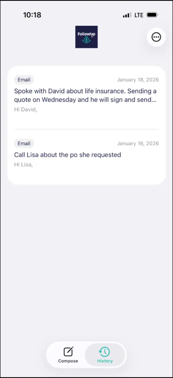Screenshot #1 pour Follow-Up AI