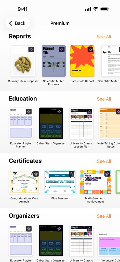 Pages: Create Documents - Plantillas diversas
