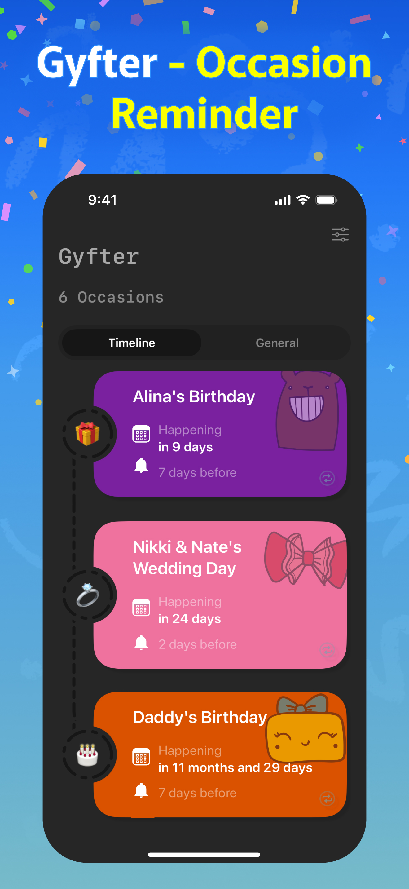 Gyfter - Occasion Reminder