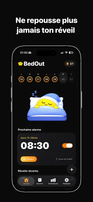 BedOut - Réveil & Missions iPhone screenshot 1