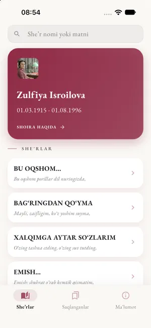Zulfiyaxonim she'rlari screenshot 1