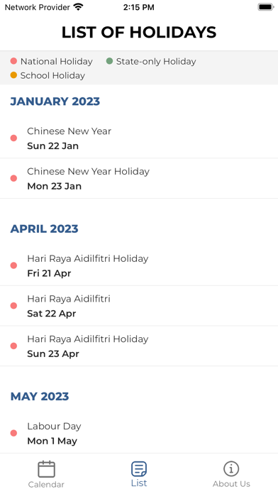 Screenshot #2 pour Malaysia Public Holidays