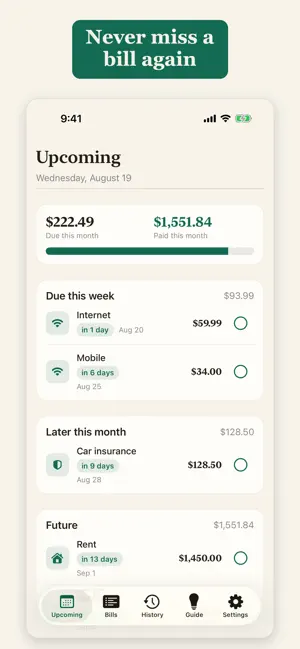 Bill Reminder XL — Organizer screenshot 1