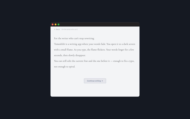 Tomoshibi - Write Forward screenshot