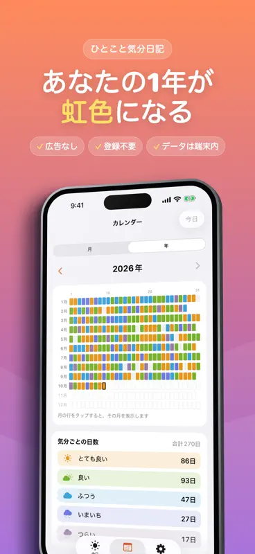 にじ日記 - ひとこと気分日記 screenshot 1 of 5