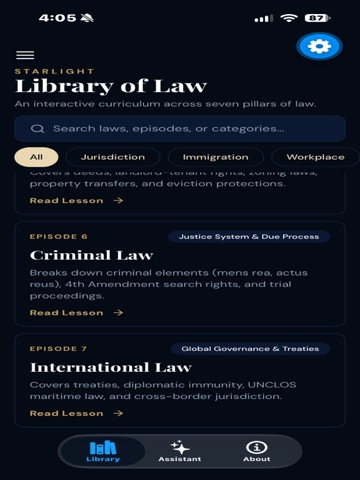 Starlight Library of Law. iPad screenshot