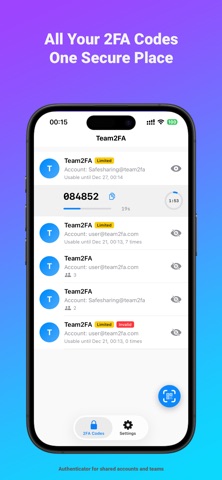 Team2FA – Secure 2FA Sharing Screenshot 1 of 3